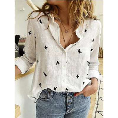 Cerina - Bunte Leinen Bluse