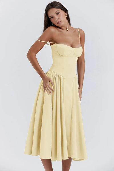 Liana - Ärmelloses Korsett-Midikleid