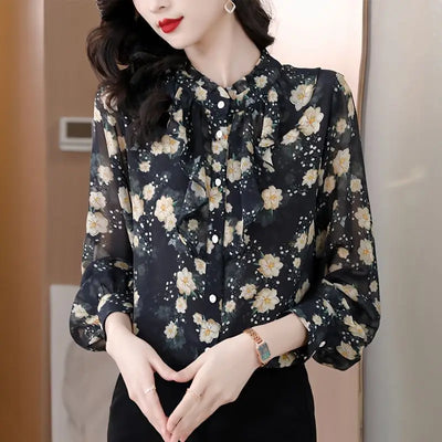 Sara - Vintage Blumen druck Blusen