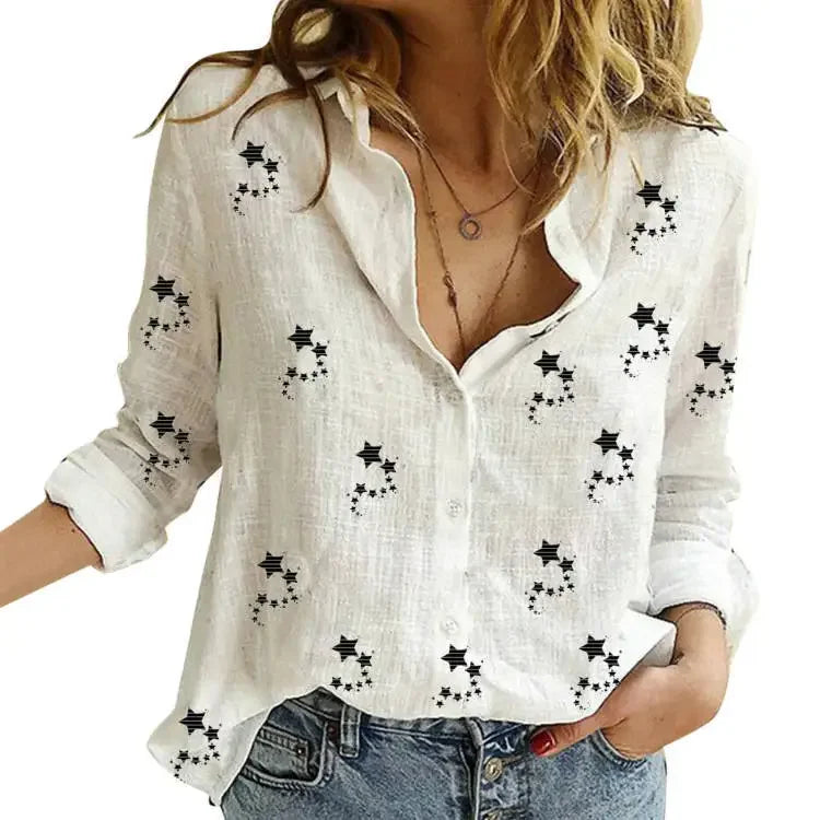 Cerina - Bunte Leinen Bluse