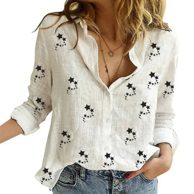 Cerina - Bunte Leinen Bluse