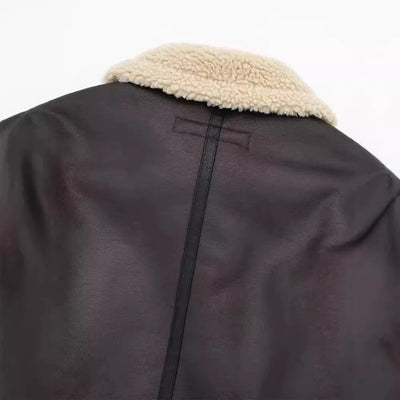 Saran - Biker-Lederjacke mit Wolle