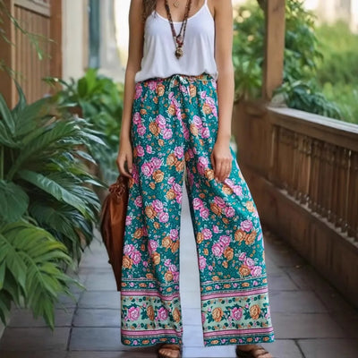 Estelle - Vintage Boho Hose Mit Blumendrück