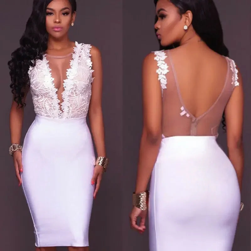 Phoebe | Sexy Spitzen Blumen-Body – Ärmelloser Bodycon-Jumpsuit für Party & Club