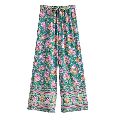 Estelle - Vintage Boho Hose Mit Blumendrück