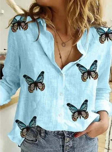 Cerina - Bunte Leinen Bluse