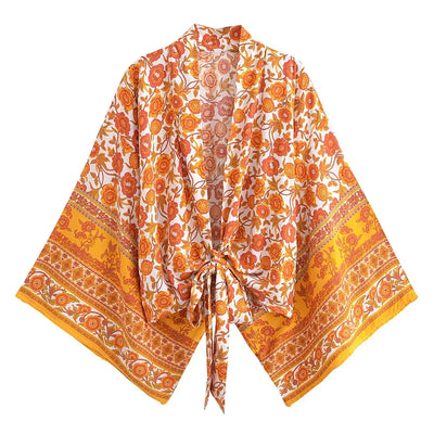 Dina - Vintage Kimono mit buntem Druck