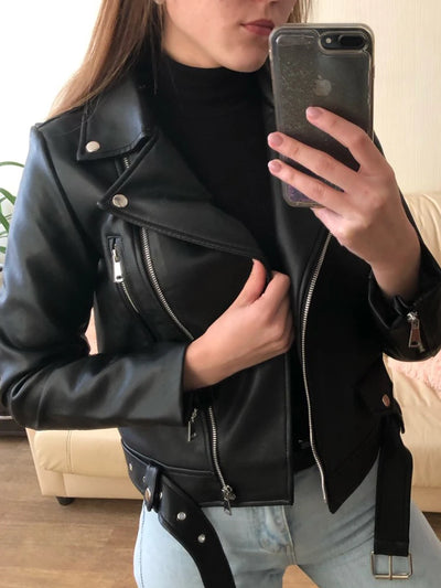 Bonita - Damen Lederjacke mit Reißverschlüssen