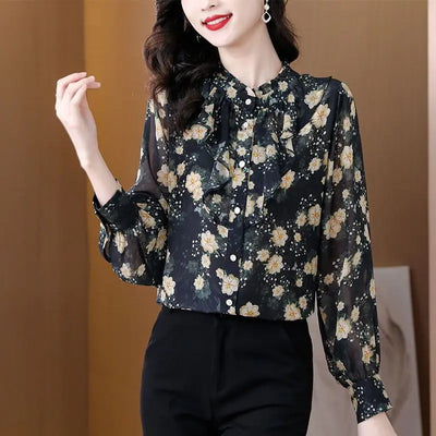 Sara - Vintage Blumen druck Blusen
