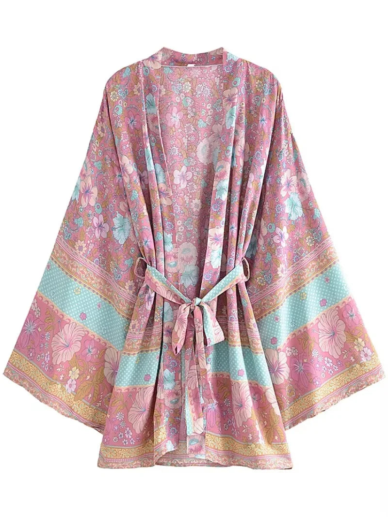 Hana - Vintage Kimono mit buntem Druck