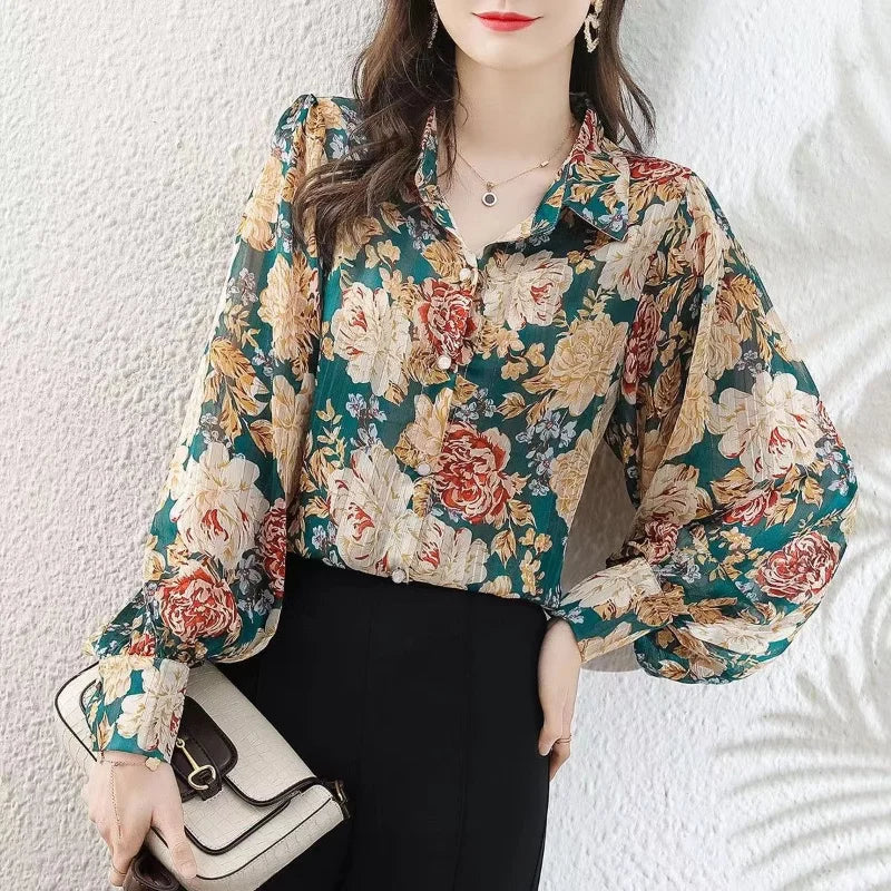 Julia - Vintage Blumen druck Blusen