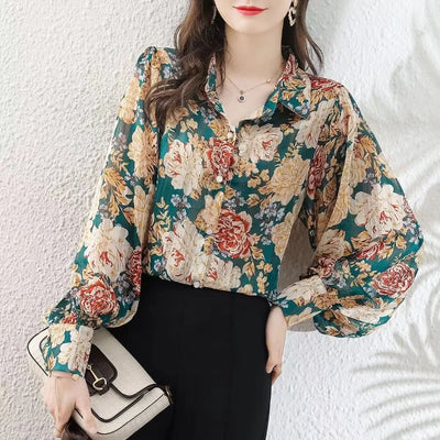 Julia - Vintage Blumen druck Blusen