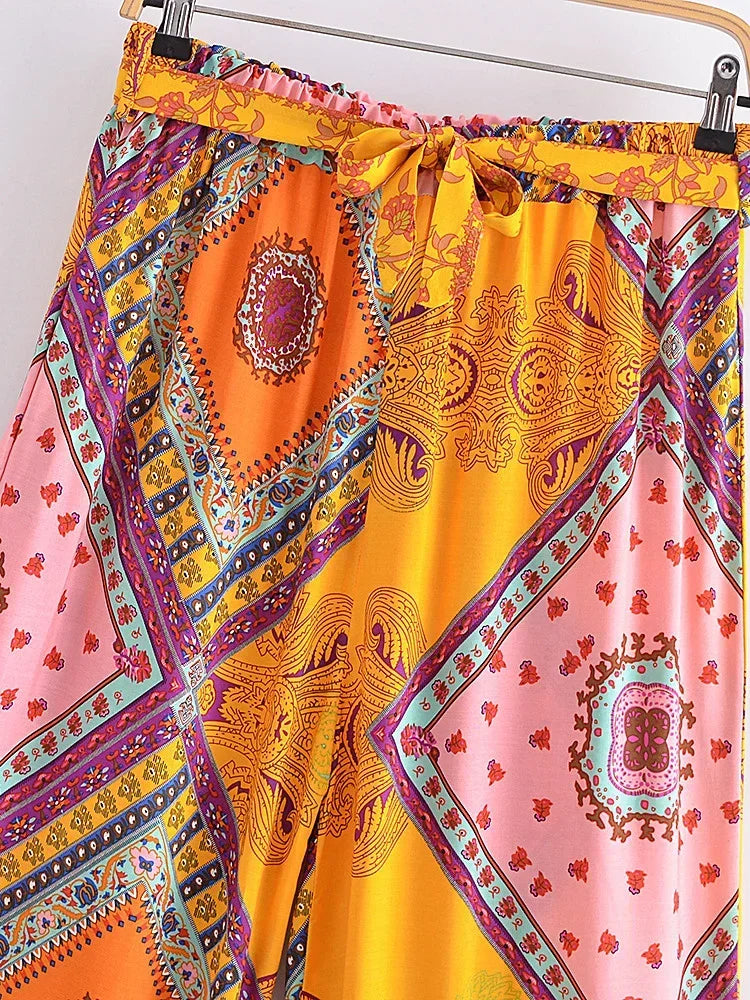 Estelle - Vintage Boho Hose Mit Blumendrück