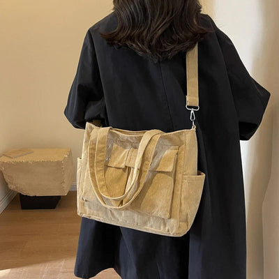 ADELINA™ | SAC CABAS EN VELOURS CÔTELÉ