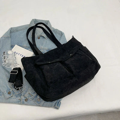 ADELINA™ | SAC CABAS EN VELOURS CÔTELÉ