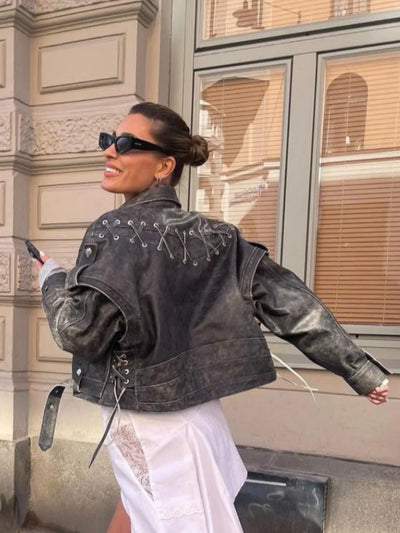 Haley | Vintage vegan Lederjacke
