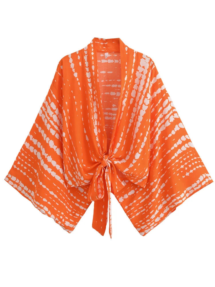 Dina - Vintage Kimono mit buntem Druck