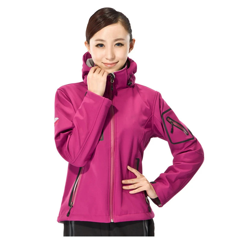 Dorothy - Lange wasserdichte Softshell Wanderjacke - Fleece - abnehmbare Kapuze