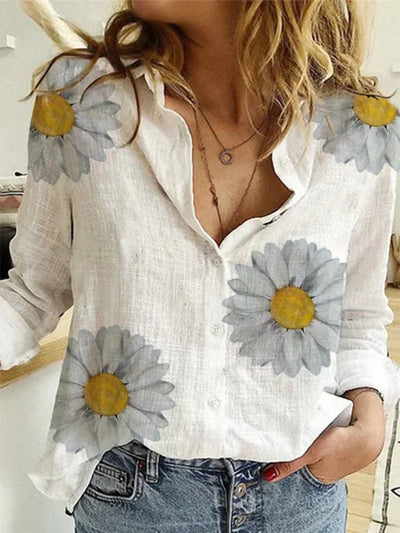 Cerina - Bunte Leinen Bluse