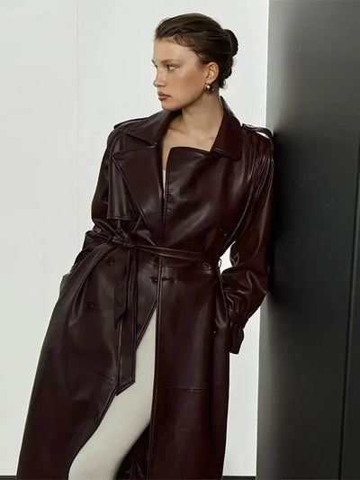 Yasmin - Elegante lange/Kurze Lederjacke für Damen