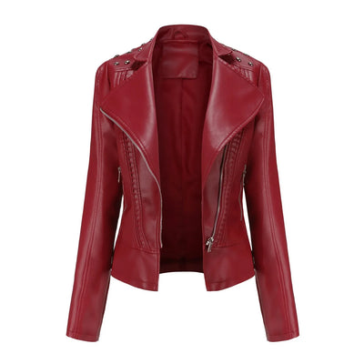 Fiora - Elegante Leder-Motorjacke mit Stutzen