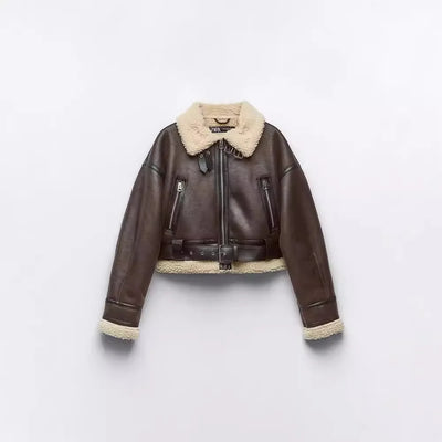 Saran - Biker-Lederjacke mit Wolle
