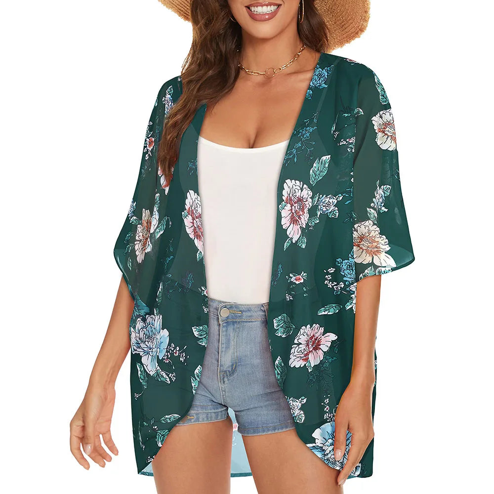 Lorna - Vintage Kimono mit buntem Druck