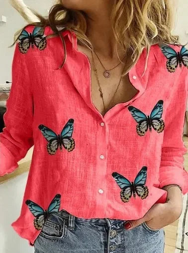 Cerina - Bunte Leinen Bluse