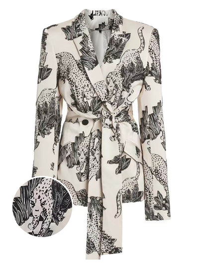 Weiße 1950er Sketch Style Jaguar Anzug Jacke