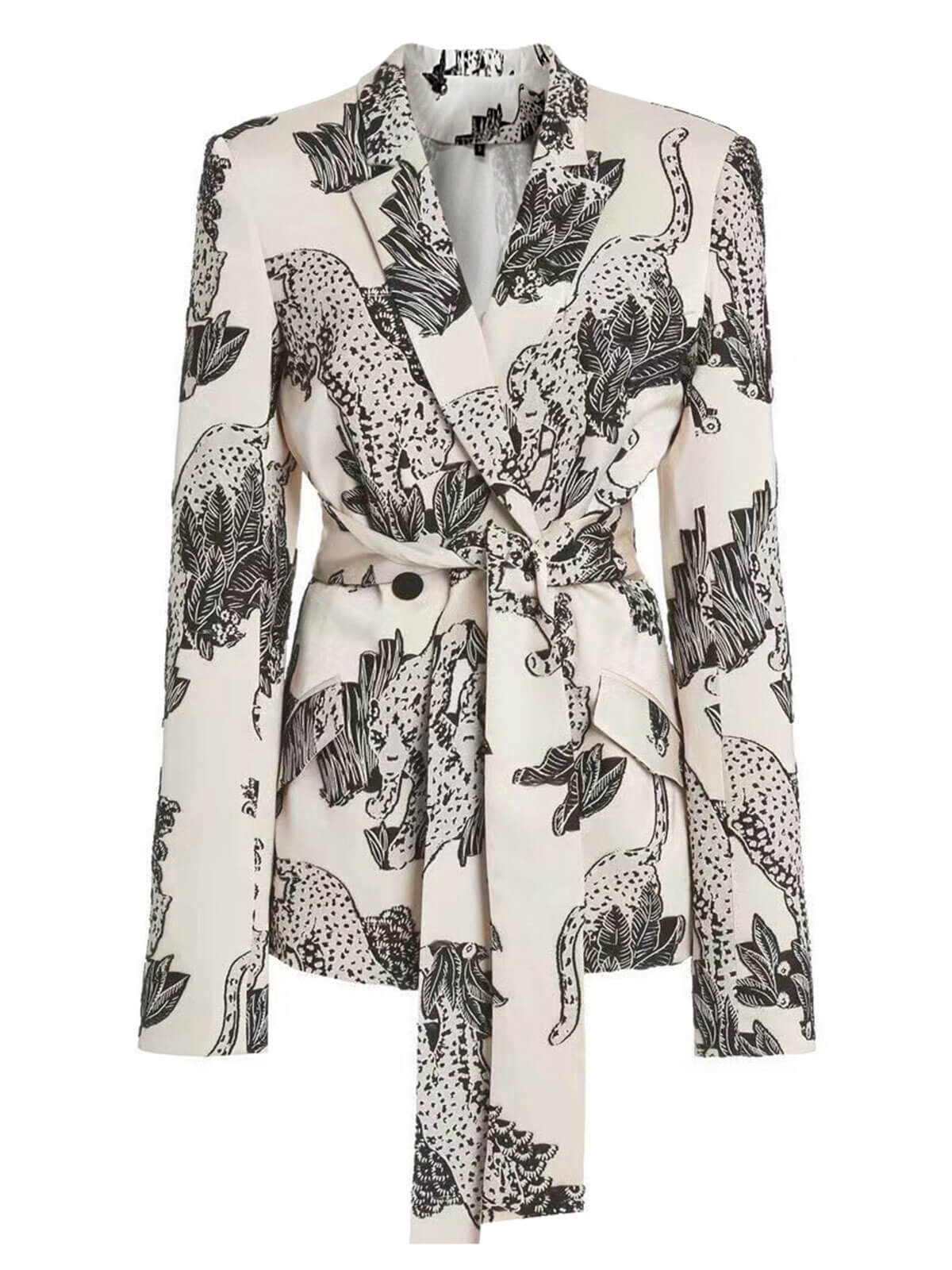 Weiße 1950er Sketch Style Jaguar Anzug Jacke