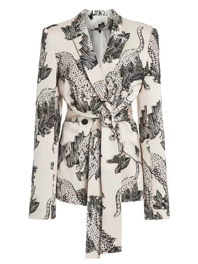 Weiße 1950er Sketch Style Jaguar Anzug Jacke