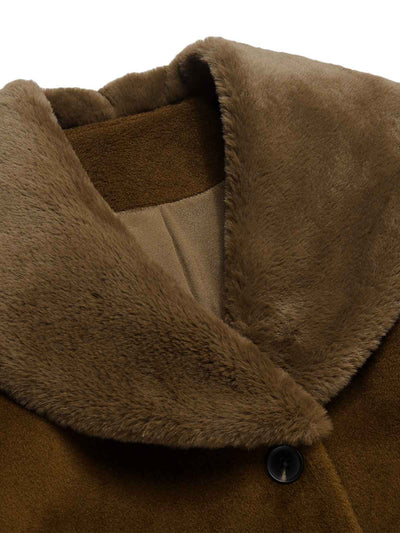 Braun 1940er Pelzkragen & Gürtel Mantel
