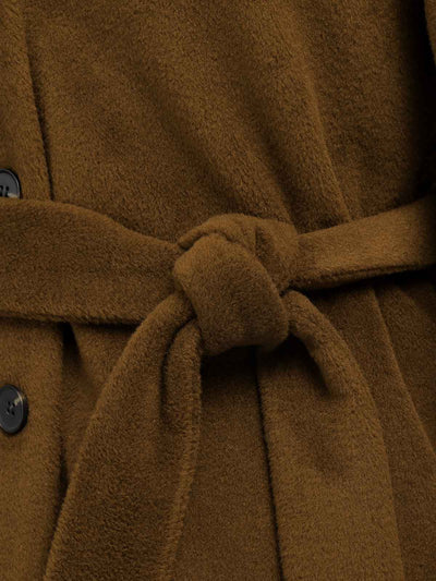 Braun 1940er Pelzkragen & Gürtel Mantel