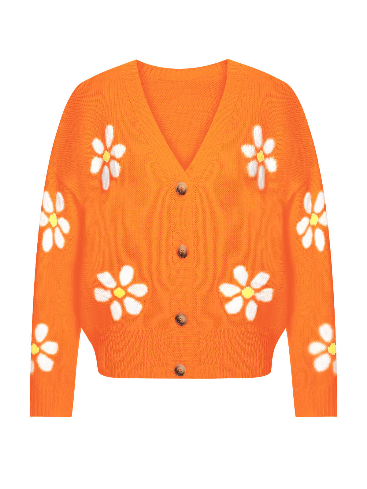 1950er Jacquard Blumenmuster Strickjacke