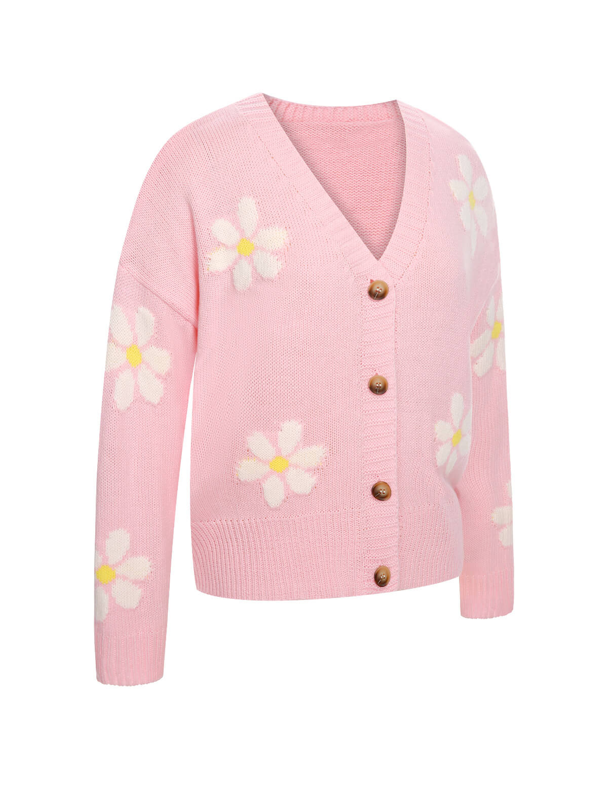 1950er Jacquard Blumenmuster Strickjacke