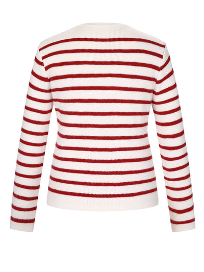 1930er Kontrast Streifen Lange Ärmel Strickjacke