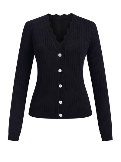 1930er V-Ausschnitt Rüschen Langarm Pullover Mantel