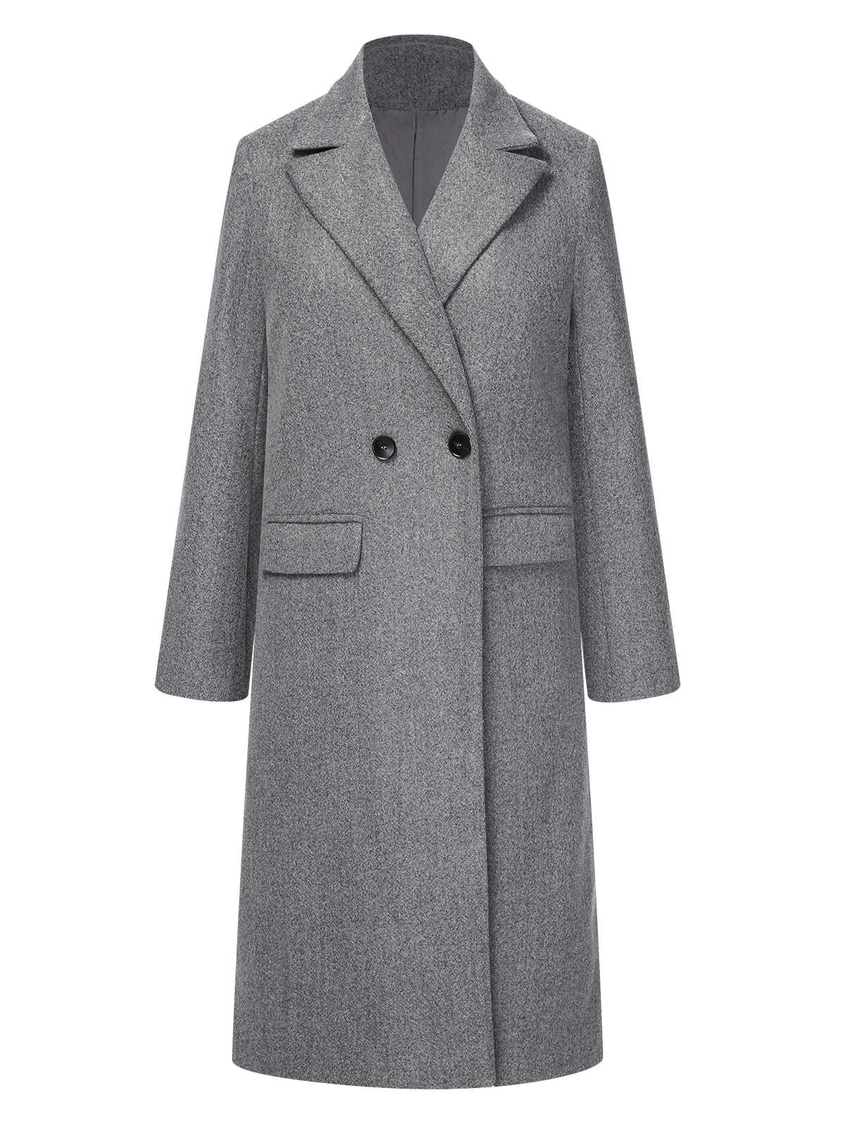 Grau 1960er Über Knie Revers Mantel