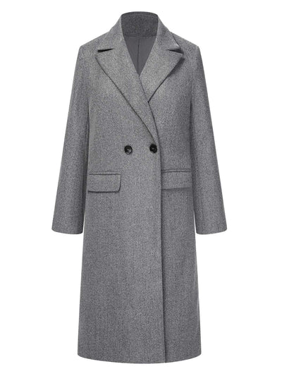 Grau 1960er Über Knie Revers Mantel