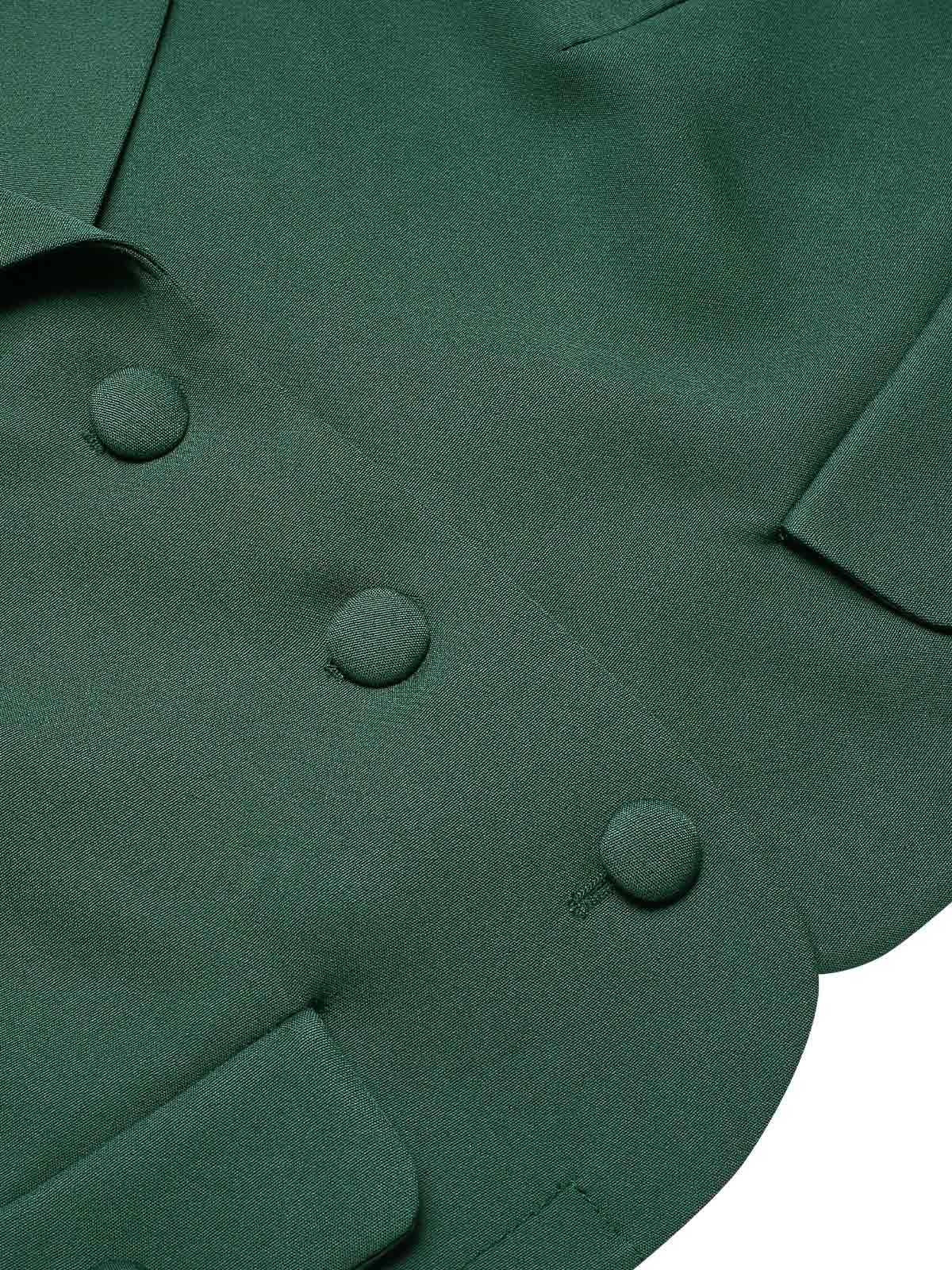 Grün 1940er Revers Knöpfen Kurzer Blazer