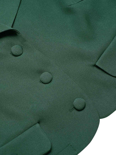 Grün 1940er Revers Knöpfen Kurzer Blazer