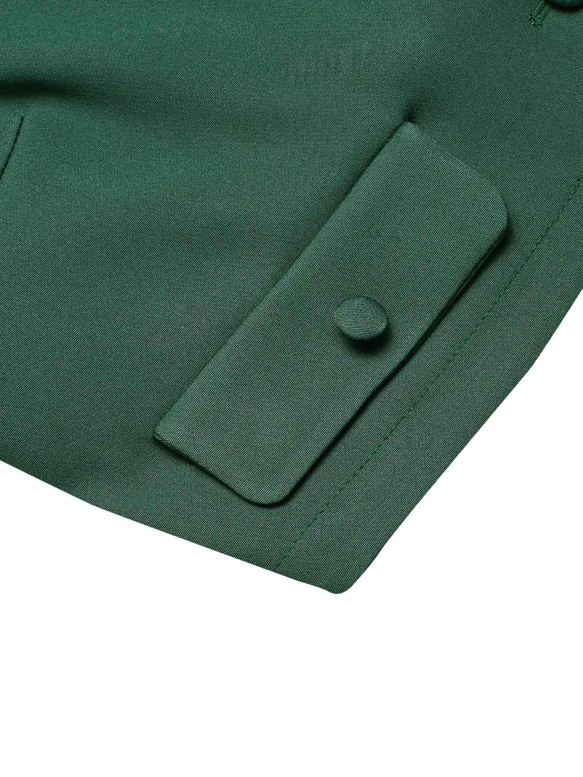 Grün 1940er Revers Knöpfen Kurzer Blazer