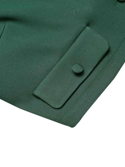Grün 1940er Revers Knöpfen Kurzer Blazer
