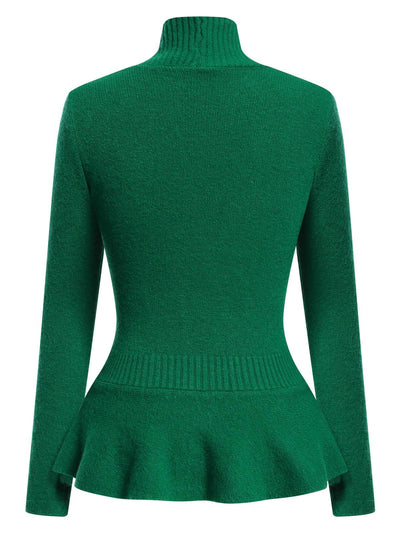 1930er Geknöpft Rüschensaum Strickjacke