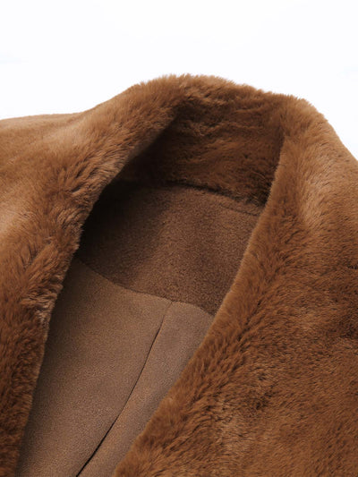 Braune Retro Pelzkragen Bolero Jacke