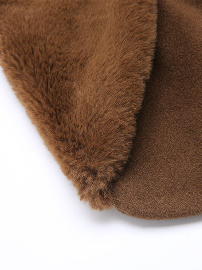 Braune Retro Pelzkragen Bolero Jacke