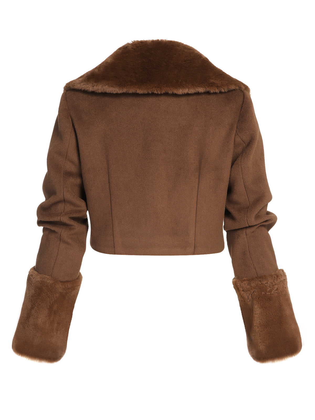 Braune Retro Pelzkragen Bolero Jacke