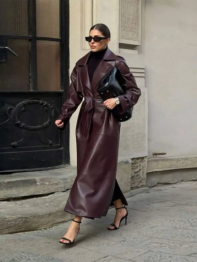 Yasmin - Elegante lange/Kurze Lederjacke für Damen