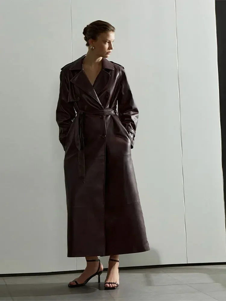 Yasmin - Elegante lange/Kurze Lederjacke für Damen