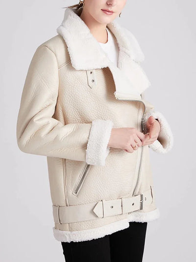 Irina - Warme Lederjacke mit Reißverschlüssen und warmer Innenseite